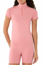  Plant-Stretch Zip Short Sleeve Top