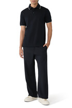 Embossed Logo Collar Piqué Polo Shirt