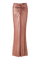 Coated Jersey Ruched Maxi Skirt