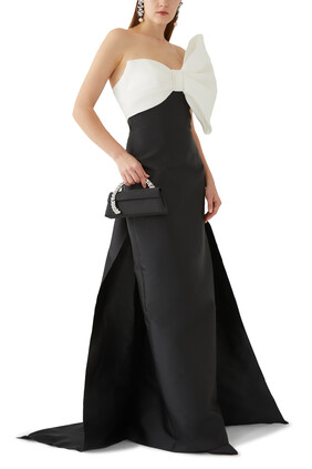 Asymmetric Bow Column Gown