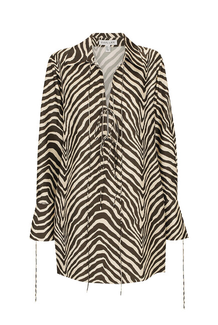 Sana Silk Shirt Tie Mini Dress
