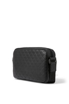 Leather Shoulder Bag with All-Over Embossed Eagle
