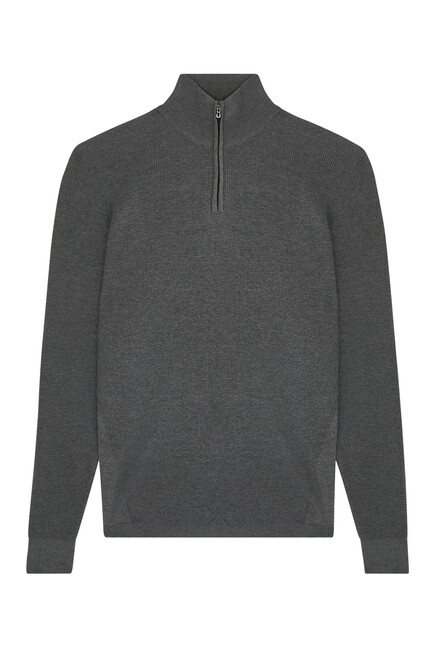  Waffle Half Zip Turtle Neck Sweater