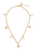 Sea Star Necklace, 18k Gold Plating & Pearls