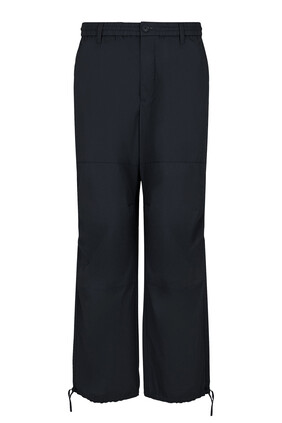 Oversized Cotton Twill Trousers with Drawstring