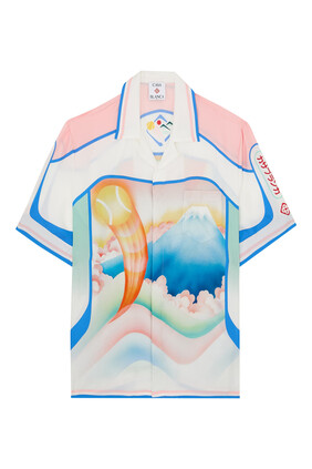  Fuji Dream Short-Sleeve Silk Shirt 
