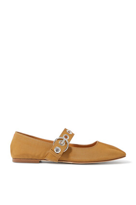 Uma Embellished Grosgrain Mary Jane Ballet Flats