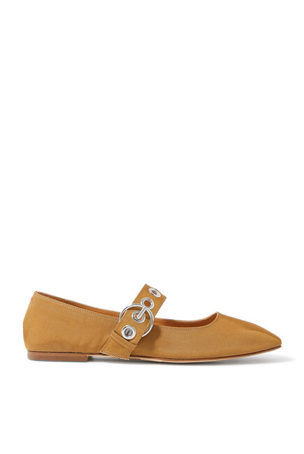 Uma Embellished Grosgrain Mary Jane Ballet Flats