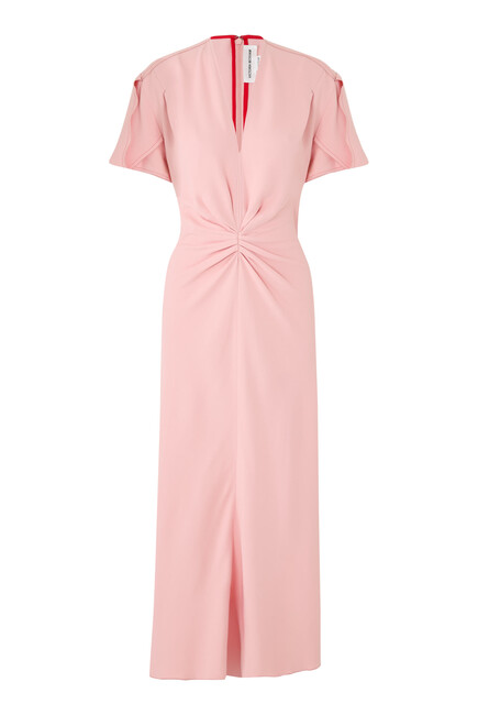 Drop Sleeve Kick Crepe Midi Dress