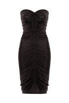 Strapless Shirred Front Dress to Knee