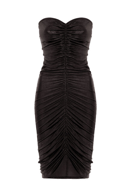 Strapless Shirred Front Dress to Knee