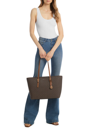 Quinn Signature Logo and Leather Tote Bag