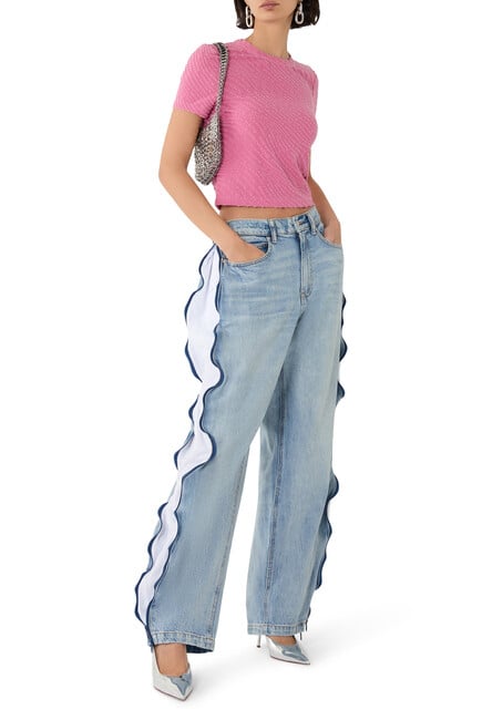 Curved Zipper Pants with Basketball Mesh