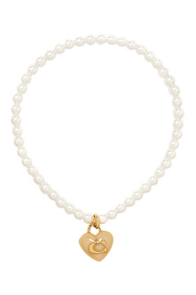 Signature Heart Charm Pearl Bracelet