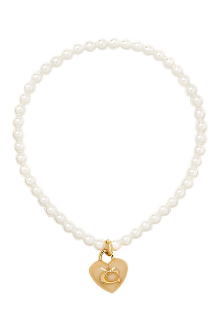 Signature Heart Charm Pearl Bracelet