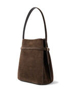Belted Suede Bucket Bag