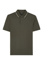 Embossed Logo Collar Piqué Polo Shirt