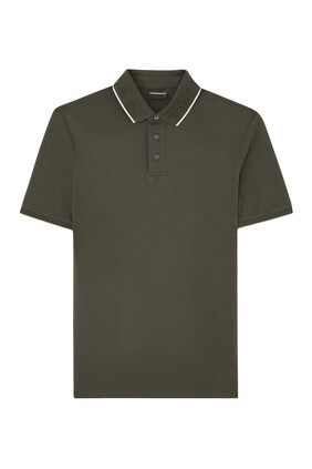 Embossed Logo Collar Piqué Polo Shirt