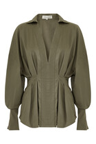 Noronha Draped Cotton Poplin Top