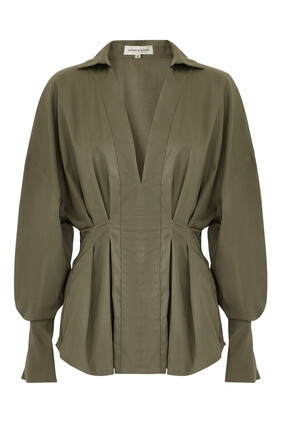 Noronha Draped Cotton Poplin Top
