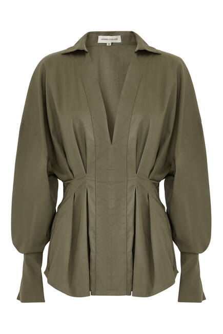 Noronha Draped Cotton Poplin Top
