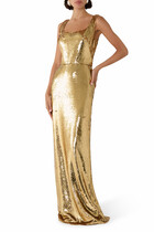 Sequin Scoop Neck Gown