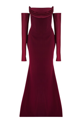 Raven Crepe Long Dress