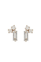 Fireworks Diamond Baguette Stud Earrings, 18k White Gold & Diamonds