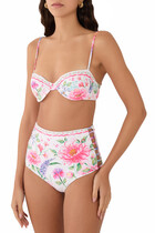 Juls Chroma Floral High-Waisted Bikini Bottoms