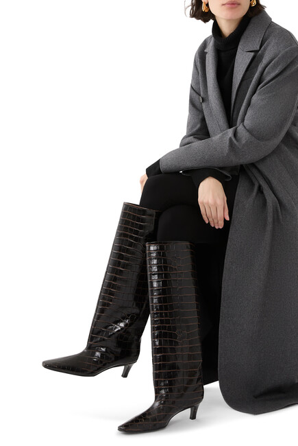 Croco-Embossed Wide Shaft Boots 50