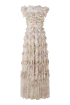 Pompadour Garden Round Neck Gown