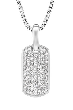 Chevron Tag, Sterling Silver & Diamonds