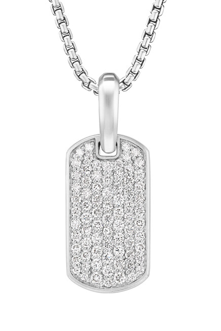 Chevron Tag, Sterling Silver & Diamonds
