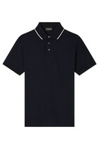 Embossed Logo Collar Piqué Polo Shirt