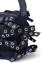 Denim Small Bow Eyelet Butterfly Pouch Bag