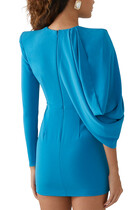 Asymmetrical Cape Sleeve Mini Dress
