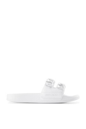 Nappa Leather Crystal Slides