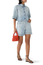 Perforated Denim Shorts