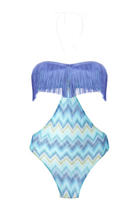 Fringes and Faded Stripes One-Piece Swimsuit