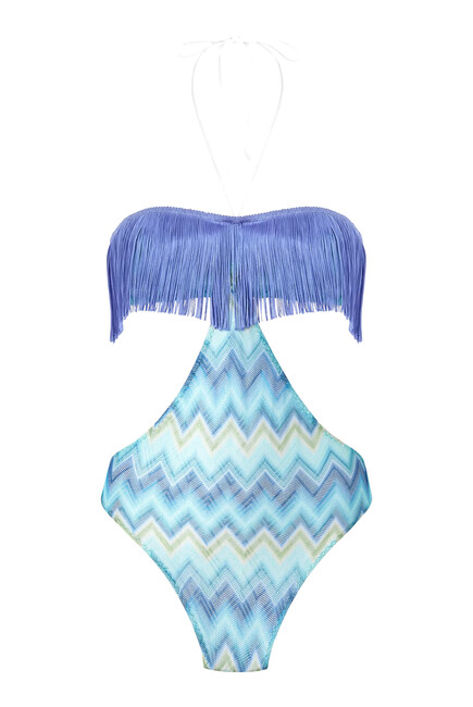 Fringes and Faded Stripes One-Piece Swimsuit