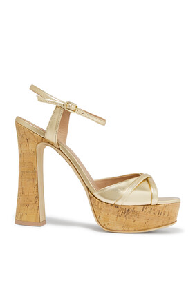 Keaton 125 Gold Leather Platform Sandals