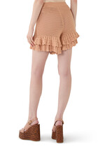  Ruffled Mini Shorts in Crochet Knit