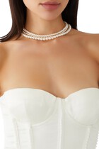 Louise Pearl Necklace, 14k Gold-Plated Brass
