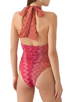 Stretch Nylon Zig Zag Lamé One-Piece Swimsuit
