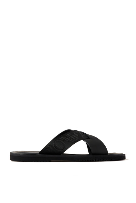 Jacquard Logo Leather Sandals