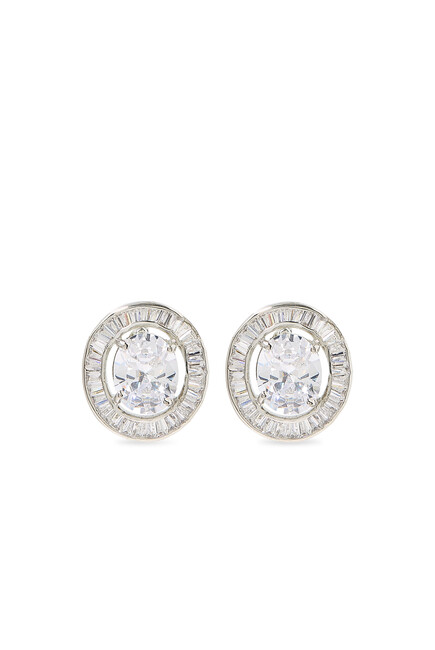 Oval Solitaire Studs, Sterling Silver