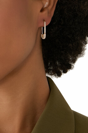 Diamond Safety Pin Single Earring Left, 18k Yellow Gold & Diamonds