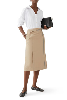 Utility Skirt with Zip Chiffon Godet