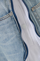 Curved Zipper Pants with Basketball Mesh