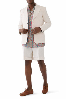 Single-Breasted Wool Gabardine Jacket
